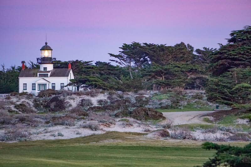 Point Pinos Lighthouse in pacific Grove at dusk