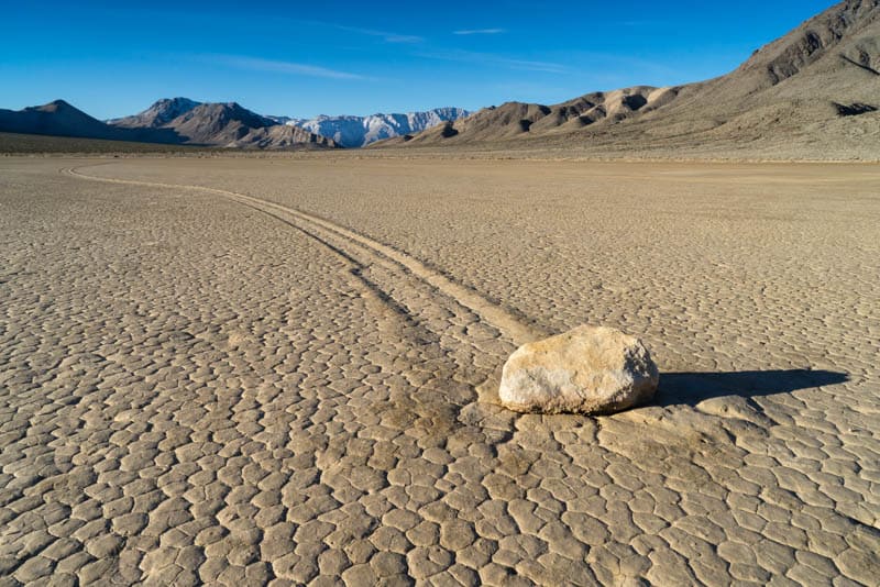 Moving rock at Racetrack Playa in Death Valley National Park California