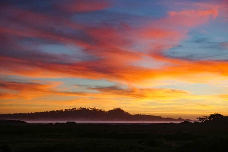 Sunset from Terrace of Mission Ranch in California