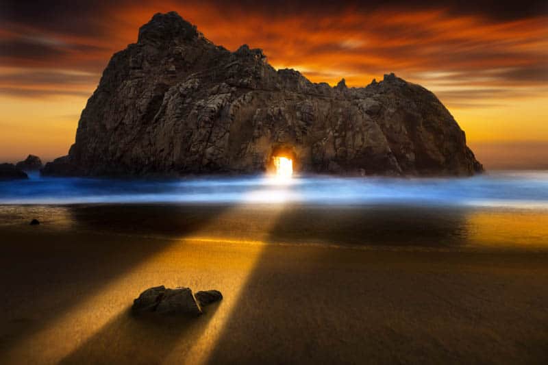 Light show at Pfeiffer Beach in Big Sur California