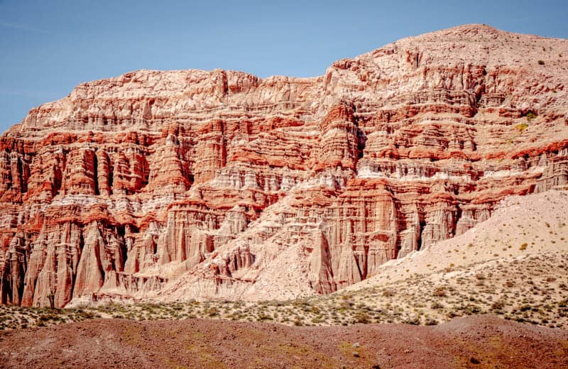 Dramatic red cliff in Red Rock Canyon State Park in Cantil California