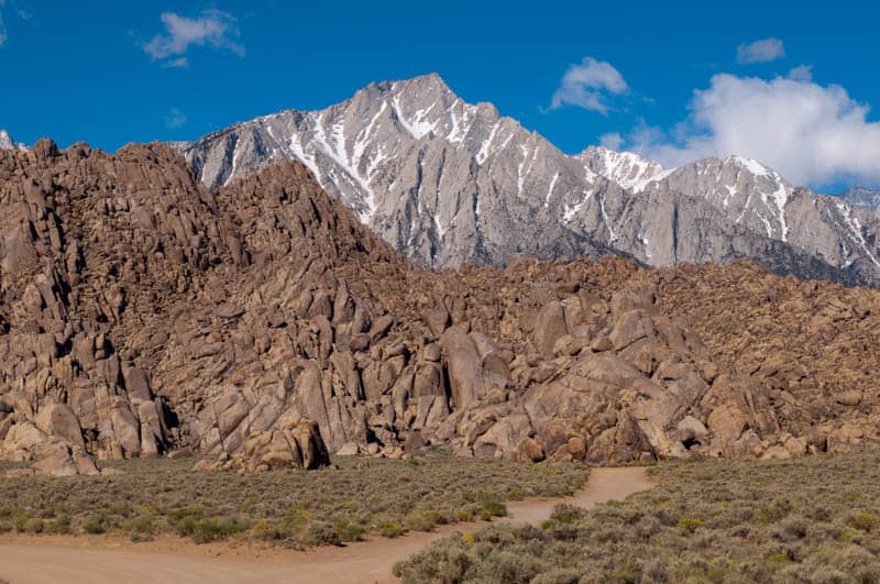 The Alabama Hills with the Sierra Nevada in the background