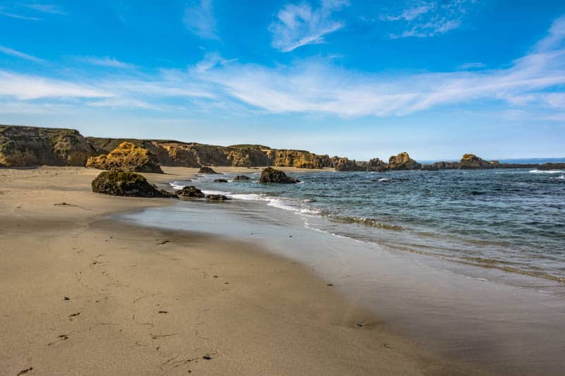 A sandy beach in Fort Bragg California