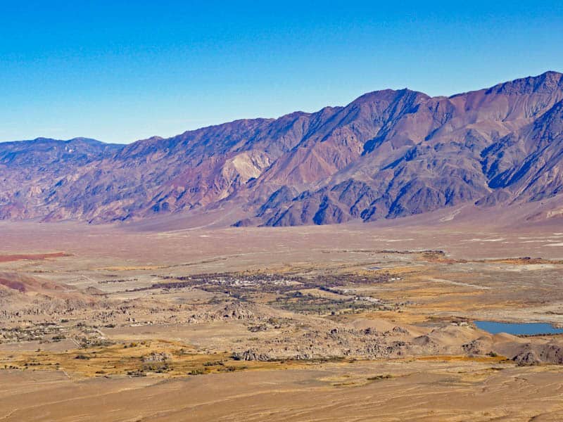 View of Lone Pine from Horseshoe Meadow Road in California