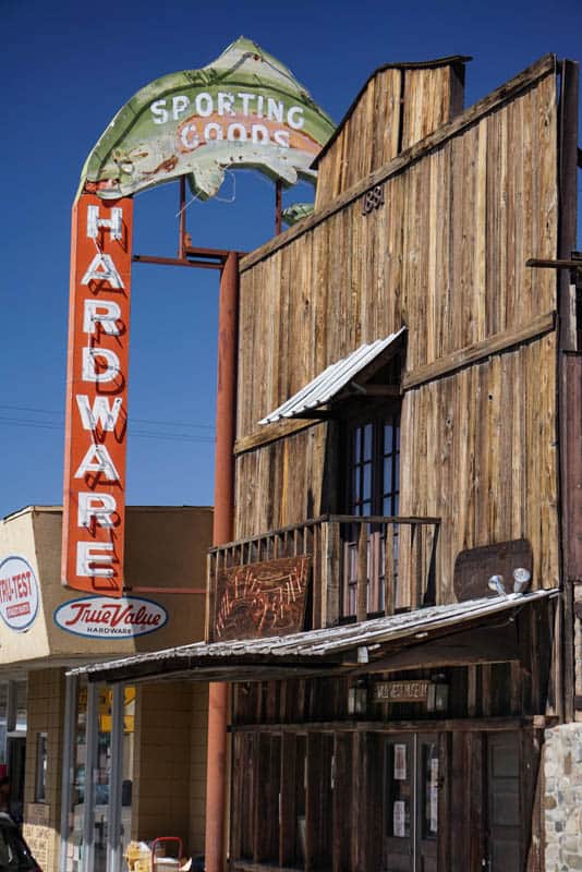 Facade and neon sign in Lone Pine California