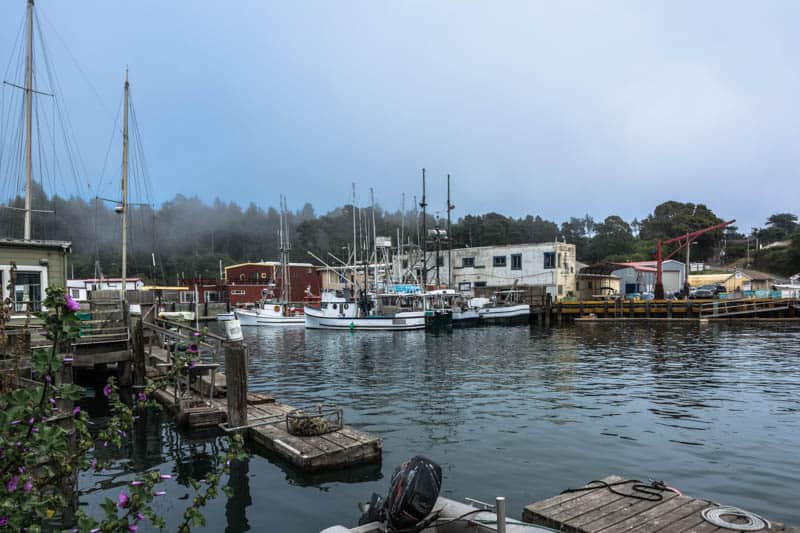 A view of Noyo Harbor in Fort Bragg California