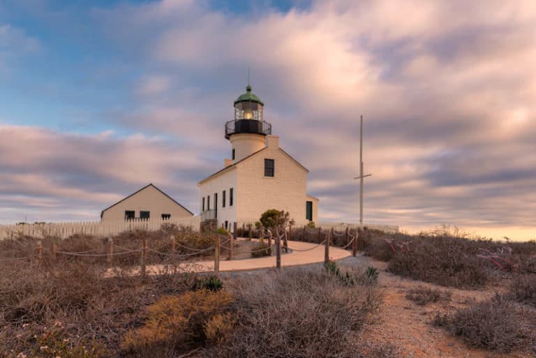 The Old Point Loma Lighthouse is a major attraction at Cabrillo National Monument in San Diego, California