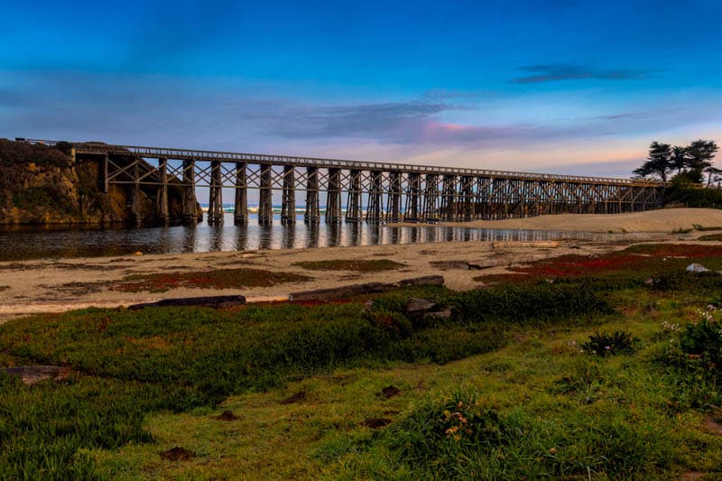 A view of the historic Pudding Creek Trestle in Fort Bragg California