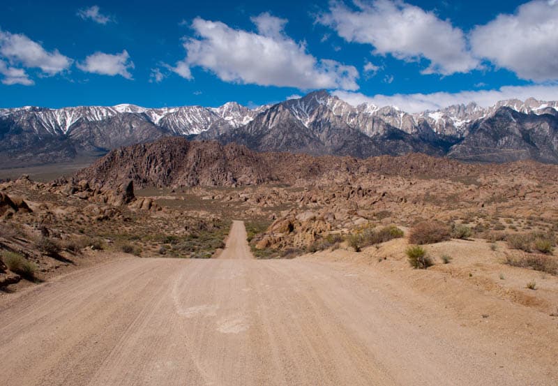 Dirt road in the Alabama Hills of California