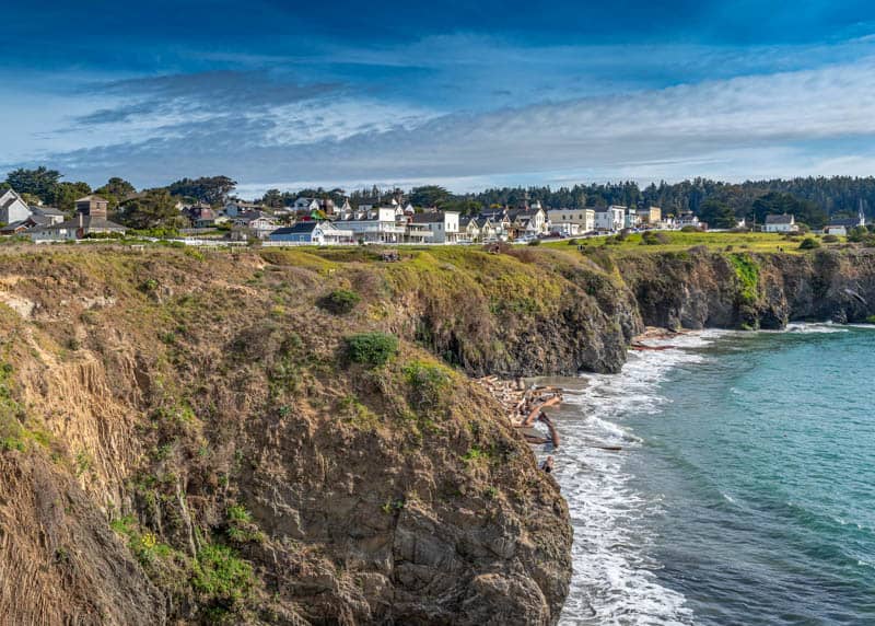 A view of Mendocino Village in Northern California