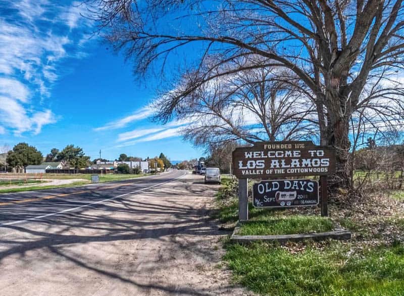 Sign for Los Alamos in the Santa Ynez Valley of California