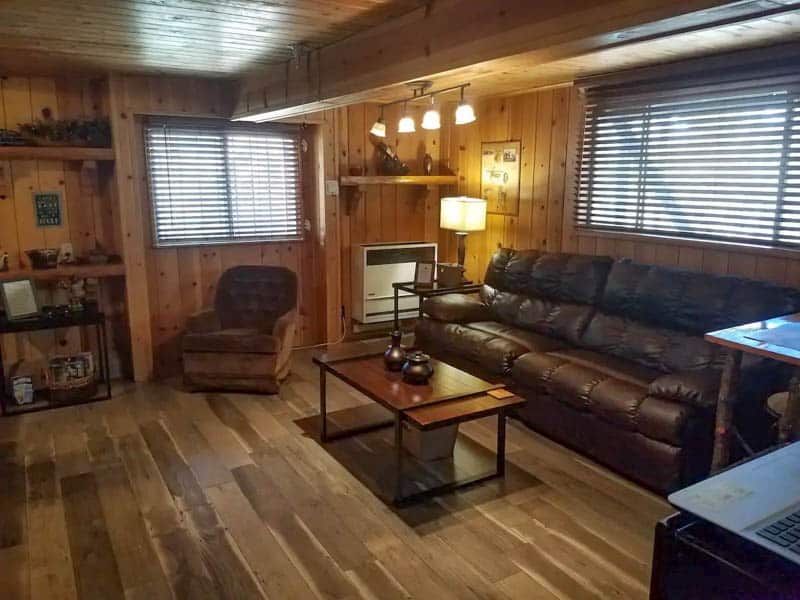 Living Area Big Bear Studio Airbnb Cabin