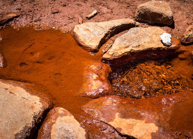 Red colored water at Soda Springs in Yosemite NP California