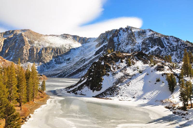 Frozen Landscape along Tioga Road California in the winter