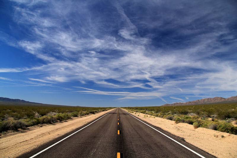 Road to Mojave National Preserve in Southern California