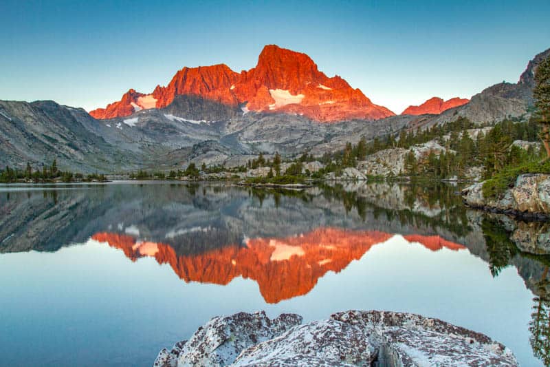 Mount Banner reflected in Garnet Lake at sunrise, Eastern Sierra, California