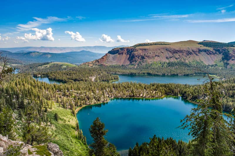 A view of some of the lakes in the Mammoth Lakes Basin in California