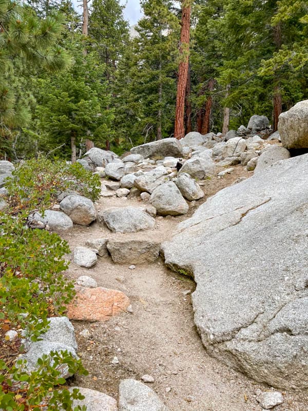 The first few steps of the Mount Whitney Trail in California