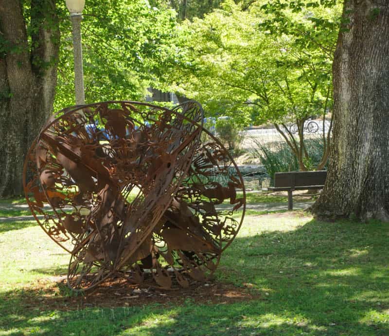 Sculpture on display at the plaza in Sonoma California