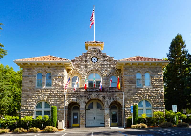 Sonoma City Hall in Sonoma Plaza, Sonoma, California