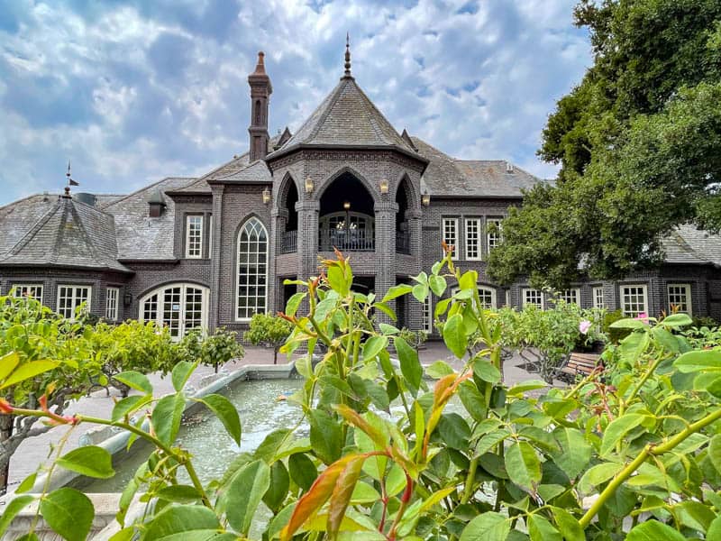 A view of the castle at Ledson Winery from the back of the building