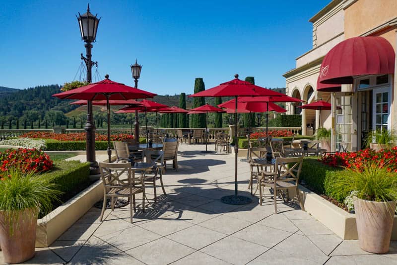 The beautiful terrace at Ferrari-Carano Winery in Sonoma County, California