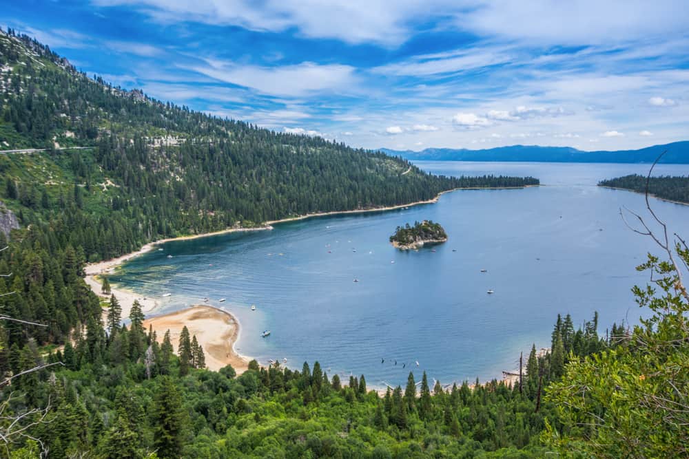 A view of Emerald Bay and Fannette Island, Lake Tahoe, CA