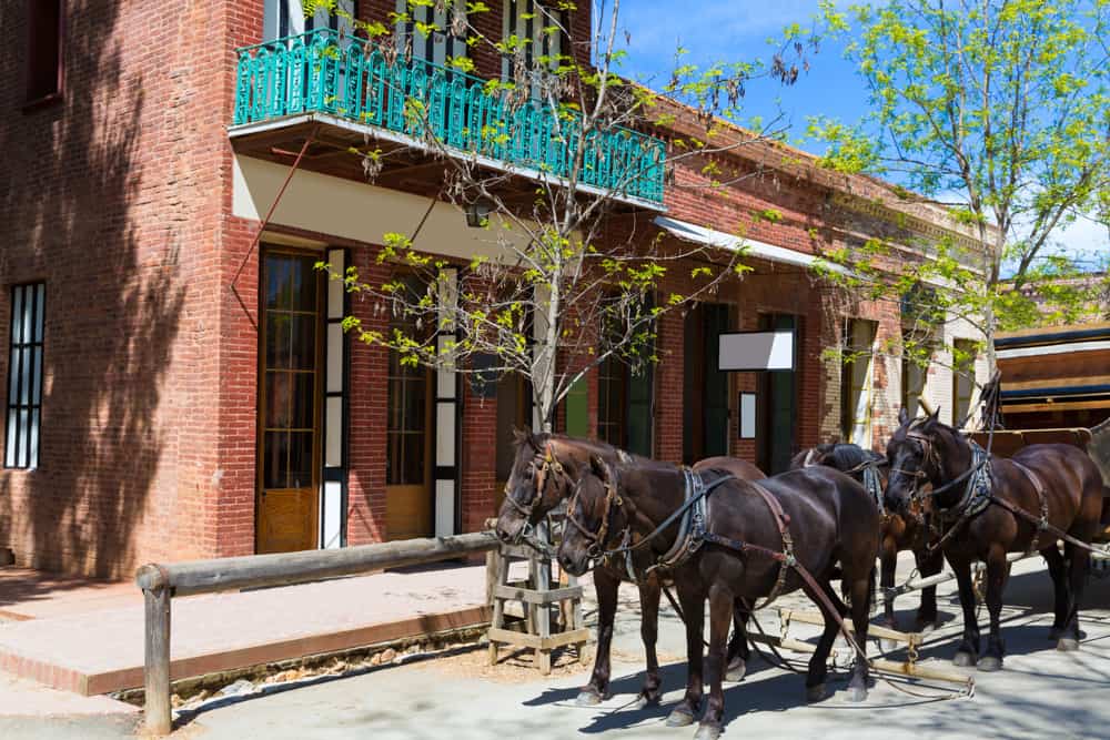 Stagecoach in Columbia, California, one of the best gold rush towns you can visit in the Golden State