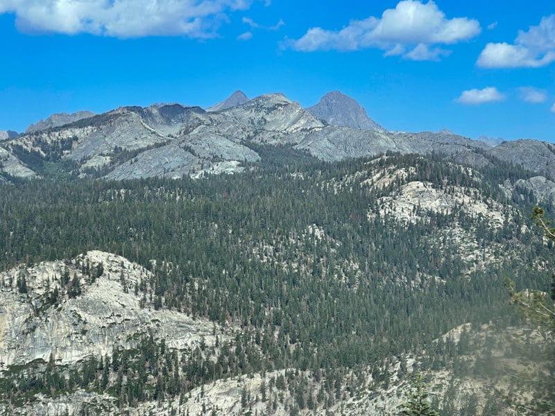View from shuttle to Devils Postpile National Monument in California