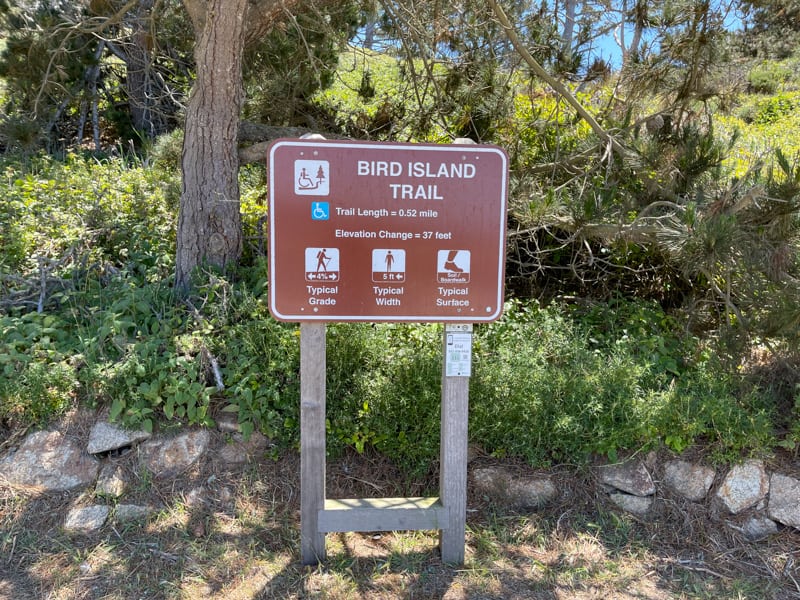 Bird Island trail sign in Point Lobos, California