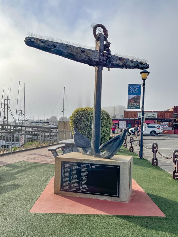 A memorial to fishermen lost at sea, located along the Embarcadero in Morro Bay, CA