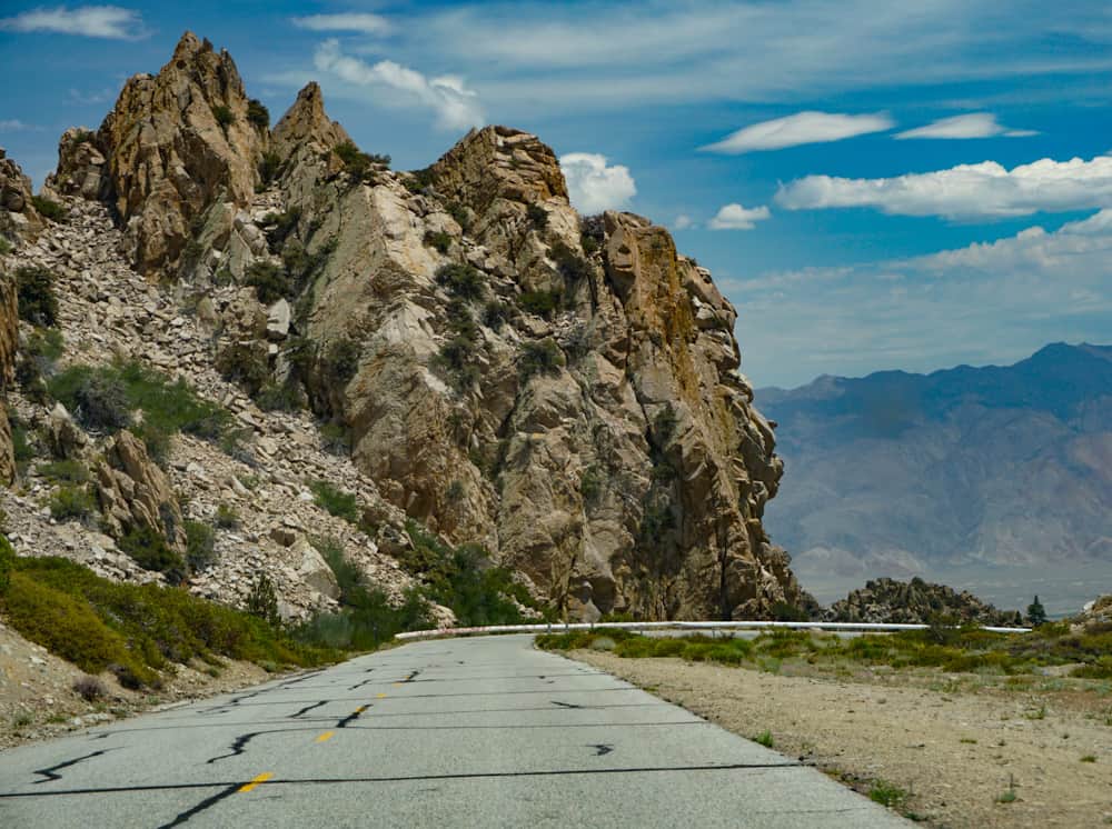 Spectacular rock formation along Onion Valley Road in California