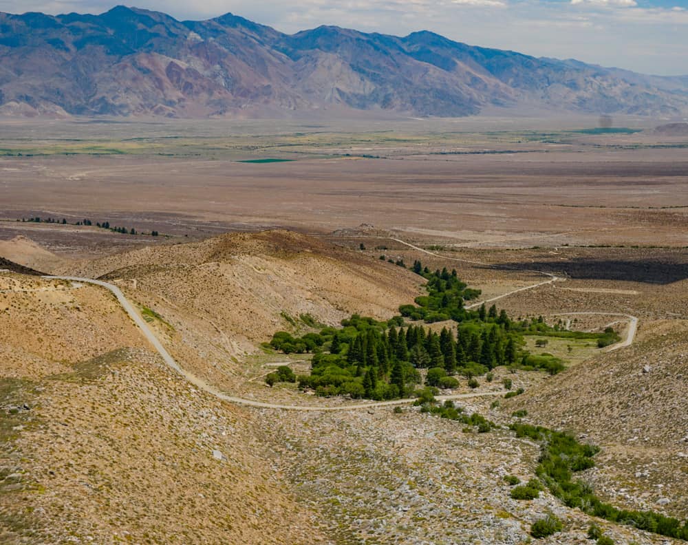 A view of the Owens Valley from Onion Valley Road in CA