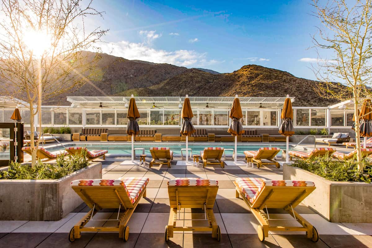 The rooftop pool at the Kimpton Rowan in Palm Springs, California