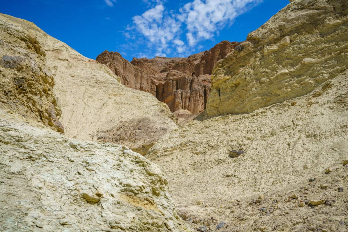 Hiking Golden canyon in Death Valley National Park, California