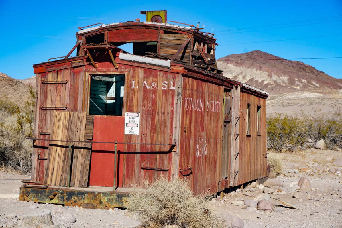 Abandoned railroad car in Rhyolite, Nevada