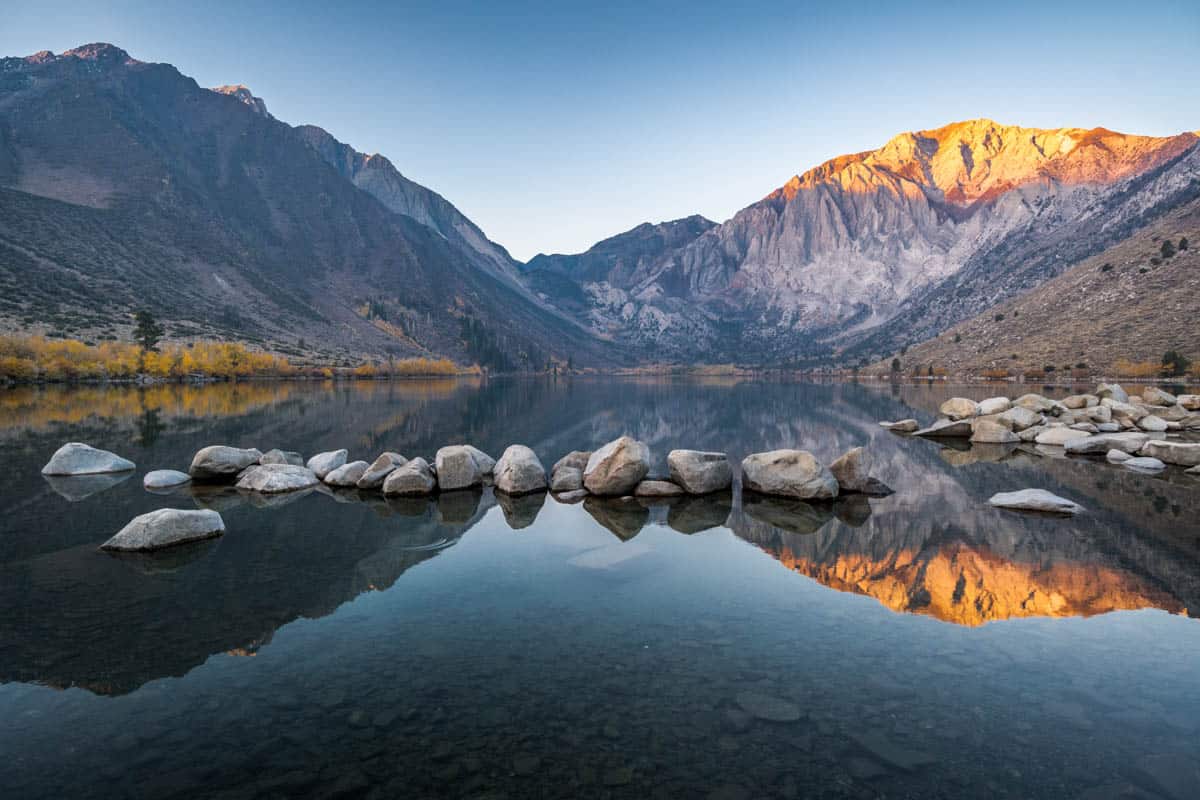 Convict Lake in California at sunrise on a fall morning