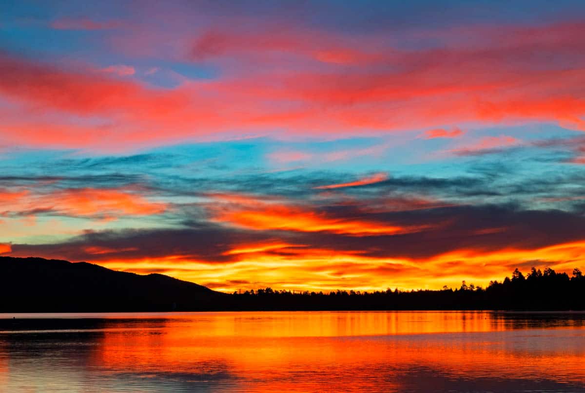 Sunrise at Big Bear Lake in Southern California