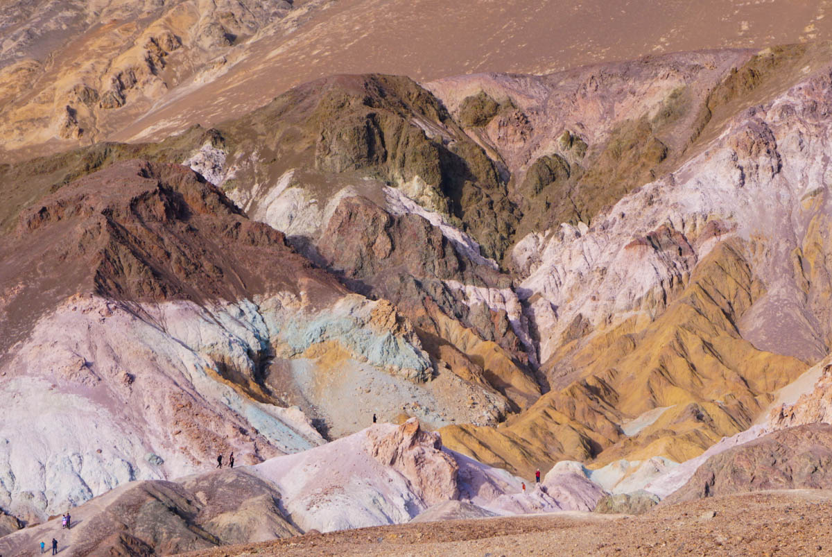 Hikers at Artist's Palette in Death Valley National Park, CA