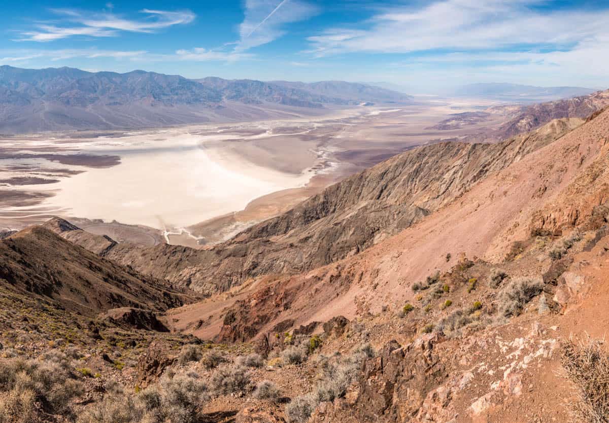 View into Badwater Basin from Dante's View in Death Valley NP, CA