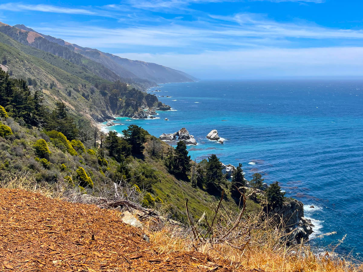 Ocean view from viewpoint along the Big Sur coast in California